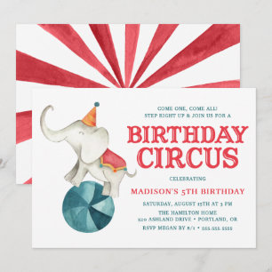Vintage Circus Verjaardagsfeest Uitnodiging