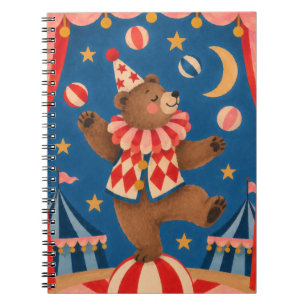 Vintage Circusbeer Evenwicht op Bal Whimsische K Notitieboek