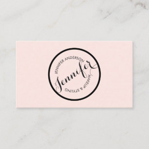 Vintage Cirkel Stempel Logo Make-up Artiest Roze Visitekaartje