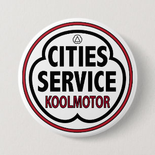 Vintage Cities Service koolmotor bord Ronde Button 7,6 Cm