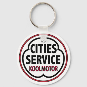 Vintage Cities Service koolstofmotor bord Sleutelhanger
