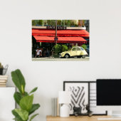 Vintage Citroën Car Outside a Paris Café Poster (Thuiskantoor)