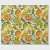 Vintage Citrus Botanical Gift Wrap Cadeaupapier (Vlak)
