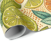 Vintage Citrus Botanical Gift Wrap Cadeaupapier (Rol Hoek)