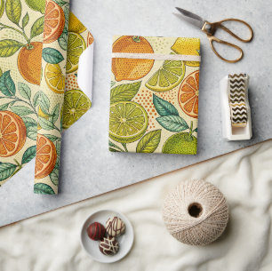 Vintage Citrus Botanisch Cadeaupapier