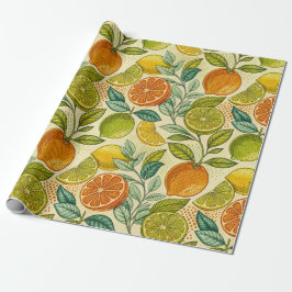 Vintage Citrus Botanisch Cadeaupapier