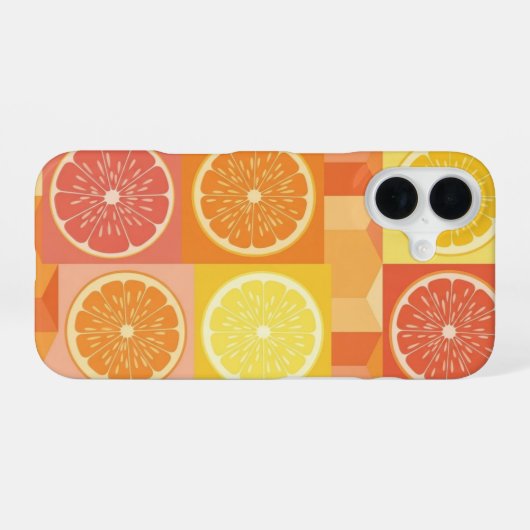 Vintage Citrus Pattern iPhone 16 Hoesje (Achterkant horizontaal)