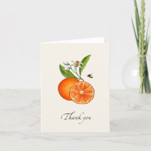 Vintage citrus sinaasappel opgevouwen bedankkaart