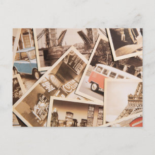 Vintage City Life Photo Collage Briefkaart