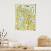 Vintage City Map of Boston 1899 Poster (Keuken)