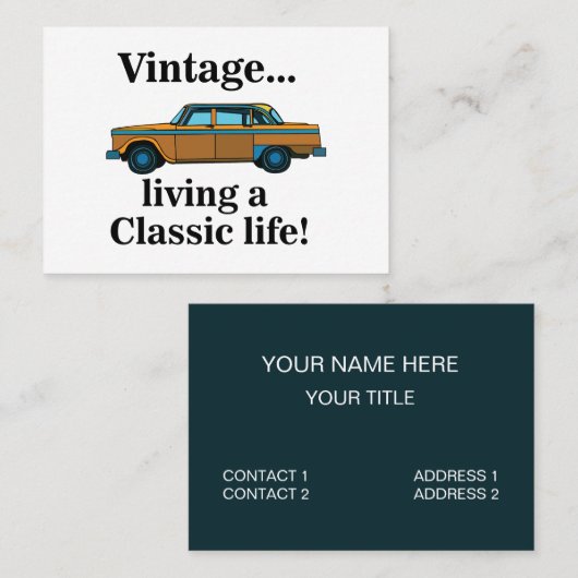 Vintage Classic Car Auto Mechanic Visitekaartje (Voorkant / Achterkant)