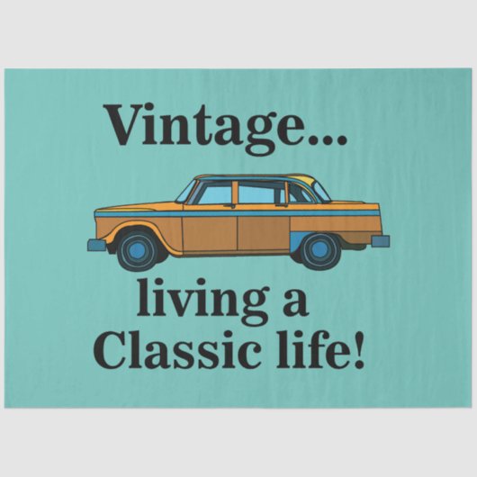 Vintage Classic Car Birthday Tissuepapier (Voorkant)