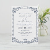 Vintage Classic Elegant Budget QR Code Wedding Kaart (Staand voorkant)