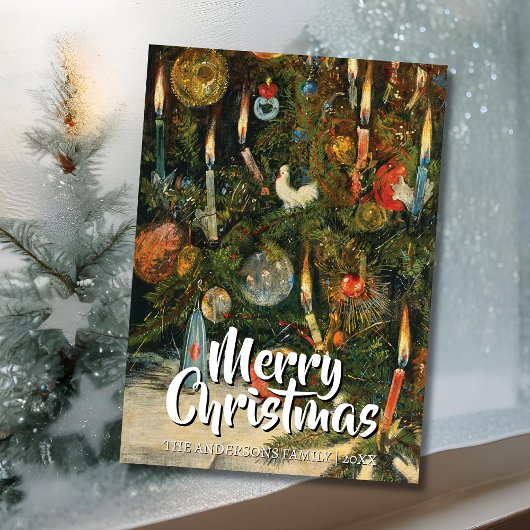 Vintage Classic Merry Christmas Tree Willmann Feestdagenkaart