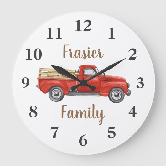 Vintage Classic Red Truck Grote Klok (Voorkant)