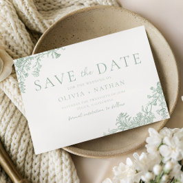 Vintage Classic Sage Floral Wedding Save The Date