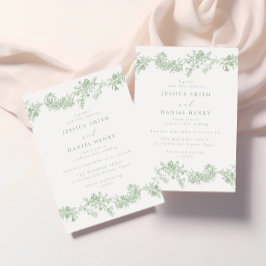 Vintage Classic Sage Green Floral Wedding Kaart
