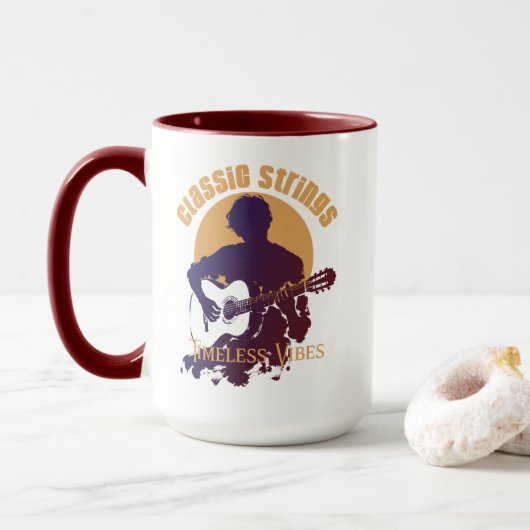 Vintage Classical Guitar Coffee Mug Mok (Met donut)