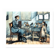 Vintage Classroom Scène Illustratie Gift Prints
