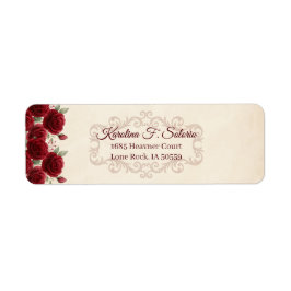 Vintage Classy Elegant Red Roses Floral Burgundy  Etiket