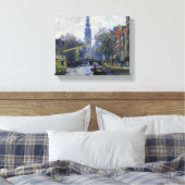 Vintage Claude Monet Canal in Amsterdam Canvas Afdruk (Insitu (Slaapkamer))