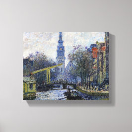 Vintage Claude Monet Canal in Amsterdam Canvas Afdruk