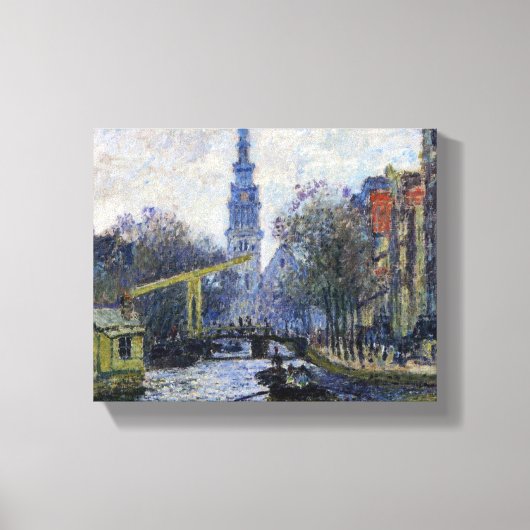 Vintage Claude Monet Canal in Amsterdam Canvas Afdruk (Voorkant)