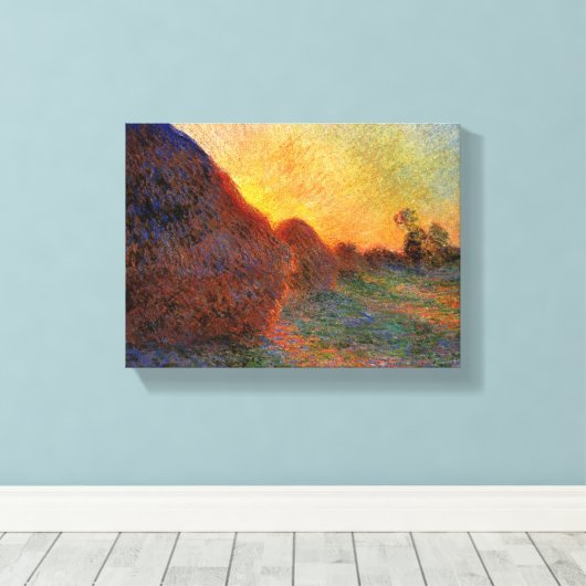Vintage Claude Monet Grainstacks Canvas Afdruk (Insitu (Houten vloer))