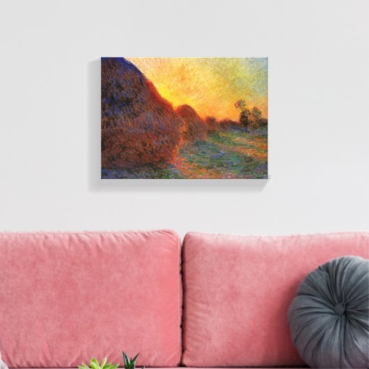 Vintage Claude Monet Grainstacks Canvas Afdruk (Insitu (Woonkamer))