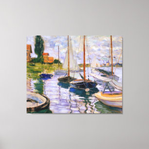 Vintage Claude Monet Sailboten op de Seine Canvas Afdruk