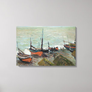 Vintage Claude Monet Vissen Boats  Canvas Afdruk