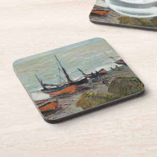 Vintage Claude Monet Vist Boats Bier Onderzetter