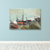 Vintage Claude Monet Vist Boats Canvas Afdruk (Insitu (Houten vloer))