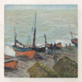 Vintage Claude Monet Vist Boats Glazen Onderzetter (Voorkant)