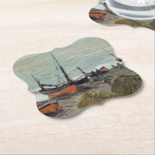 Vintage Claude Monet Vist Boats Kartonnen Onderzetters
