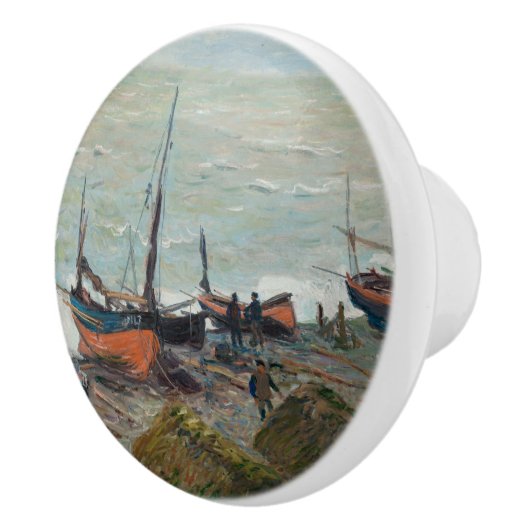 Vintage Claude Monet Vist Boats Keramische Knop (Rechts)