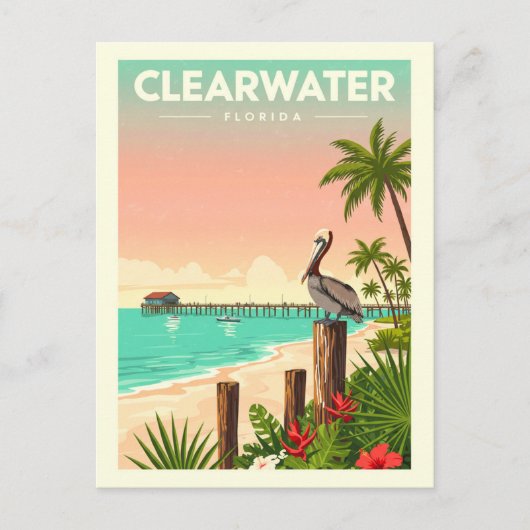 Vintage Clearwater Florida Briefkaart (Voorkant)