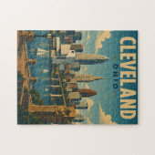 Vintage Cleveland Ohio Silhouet Legpuzzel (Horizontaal)