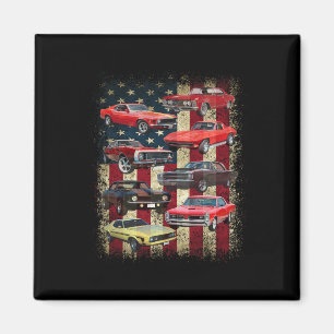 Vintage Clic Muscle Car Retro Amerikaanse Vlag Pat Magneet