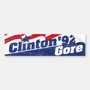 Vintage Clinton Gore 92 Clinton 1992 Bumpersticker