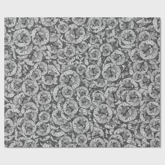 Vintage Clock Motif Pattern Cadeaupapier (Vlak)