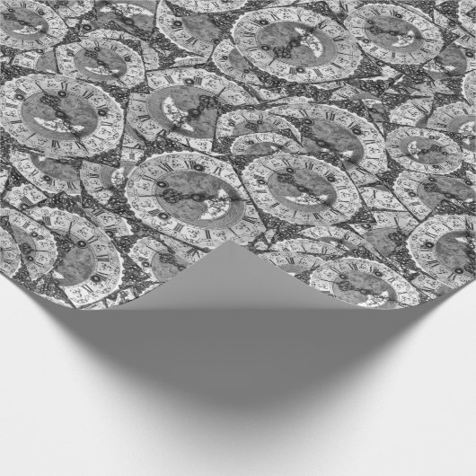 Vintage Clock Motif Pattern Cadeaupapier (Hoek)