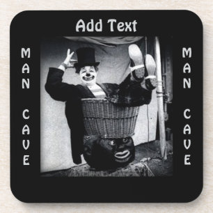 Vintage Clown Foto Man Cave Vierkante Onderzetter
