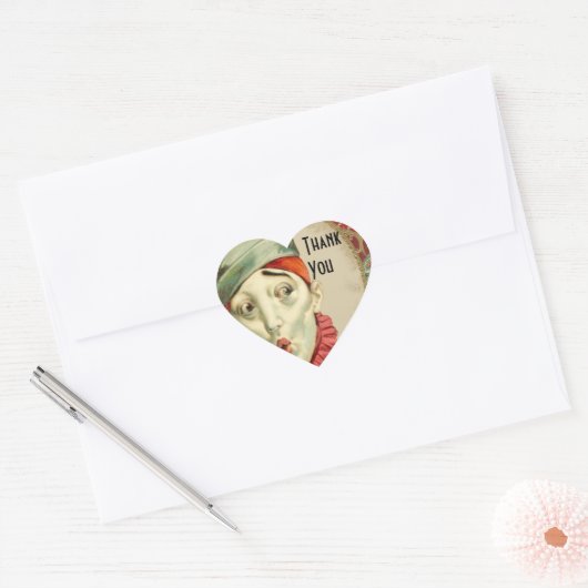 Vintage Clown Thank You Hart Sticker (Envelop)