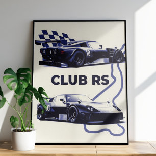 Vintage Club RS Race Auto Poster – Retro Motorspor