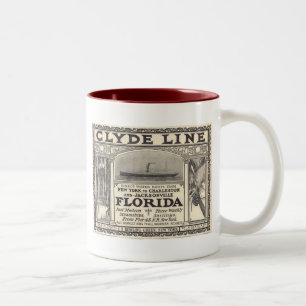 Vintage Clyde Line Florida Steamship Tweekleurige Koffiemok