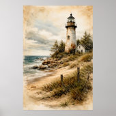 Vintage Coastal Lighthouse Poster (Voorkant)