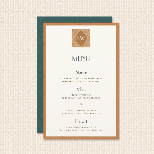 Vintage Coastal Retro Sunset Orange Wedding Menu