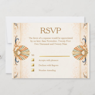 Vintage Coastal Seashell Luxe Trouw RSVP Kaart