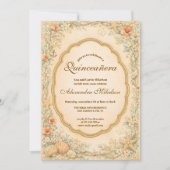 Vintage Coastal Seashell Quinceañera Kaart (Voorkant)